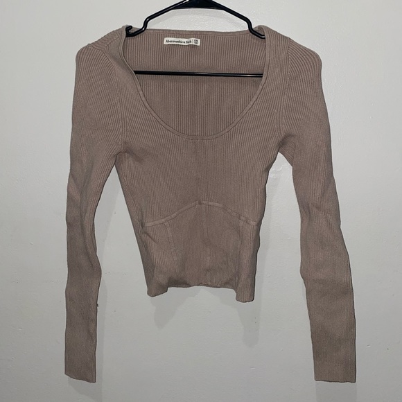 Abercrombie taupe ribbed sweater size XXS - Picture 1 of 3